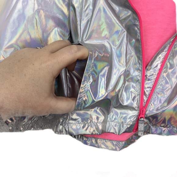 NWT OshKosh silver holographic lined rain jacket - Picture 3 of 7
